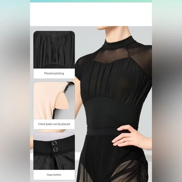 Ballet🩰Leotards for Women👩🏽Turtleneck Short Sleeve Dance Bodysuit Sz M - Picture 6 of 9